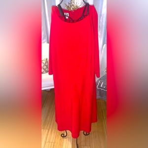 Red Anne Klein Long Sleeves MIDI Dress Pre-Loved Sz 18W